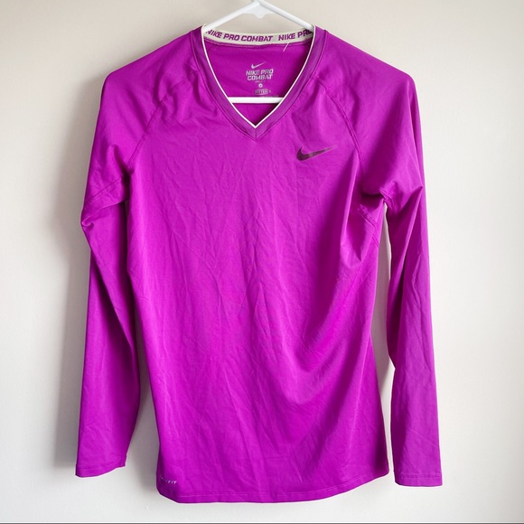 Nike Tops - Nike Pro Combat V-neck Long Sleeve Tee T-shirt